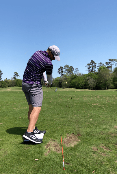 Golfer Geek mid follow through with the DownUnder Board