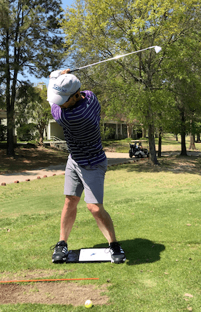 Golfer Geeks top of backswing w: DownUnder Board