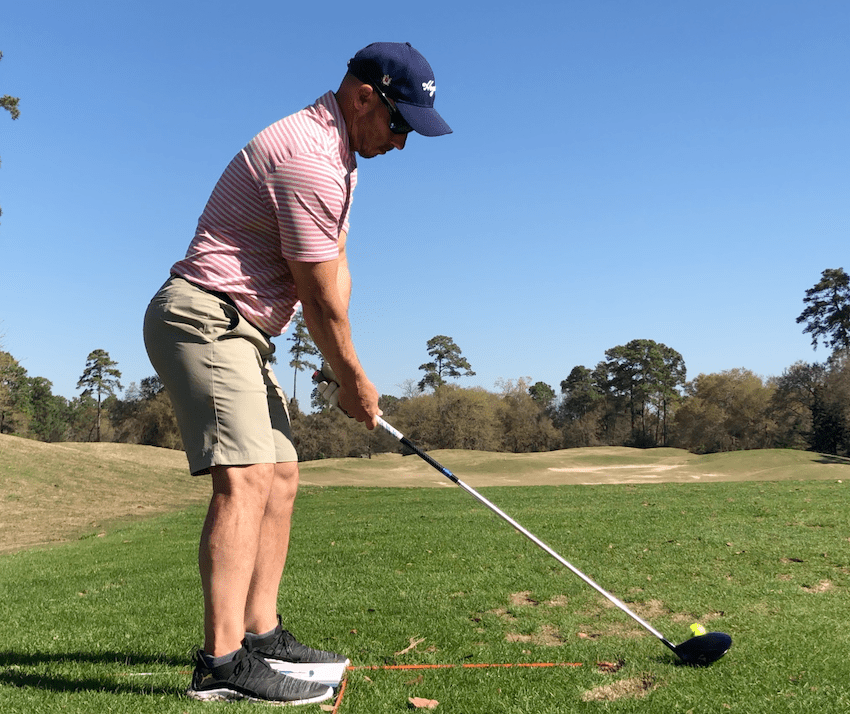 Golfer Geek in decent golf posture at address Golfer Geek in decent golf posture at address
